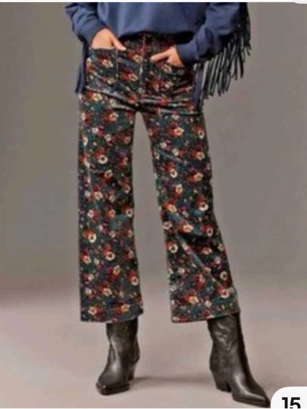 Cute! Maeve Colette Wide Leg Crop Floral Corduroy Plus Size 18W Pants